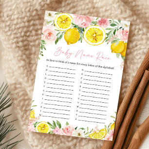 Pink Floral Lemon Baby Name Race Game