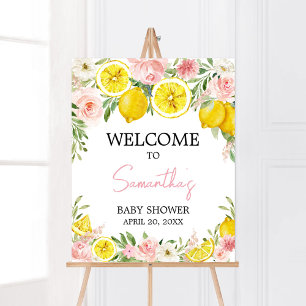 Pink Floral Lemon Welcome Poster