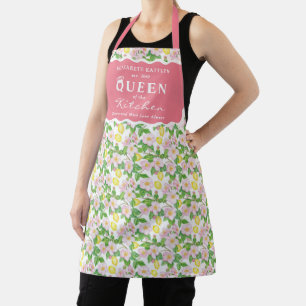 Pink Floral Lemons Citrus Queen of the Kitchen Apron