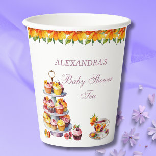 Pink Floral Lilac Tea Party Baby Shower Paper Cups