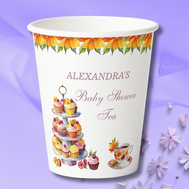 Pink Floral Lilac Tea Party Baby Shower  Paper Cups (Creator Uploaded)