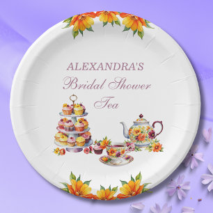 Pink Floral Lilac Tea Party Bridal Shower Paper Pl Plate