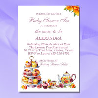 Pink Floral Lilac Whimsical Tea Baby Shower