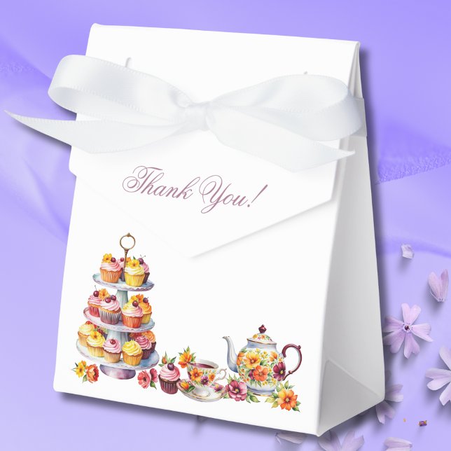 Pink Floral Lilac Whimsical Tea Bridal Shower Favour Box (Creator Uploaded)