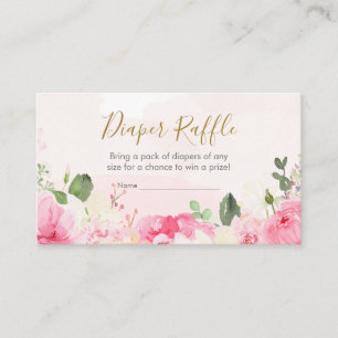 Pink Floral Little Peanut Diaper Raffle Enclosure Card