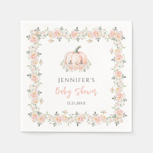 Pink floral little pumpkin fall baby girl shower napkin