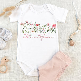 Pink floral Little wildflower baby girl bodysuit