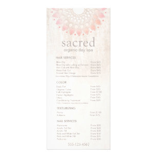 Pink Floral Lotus Flower Spa Salon Price List Menu