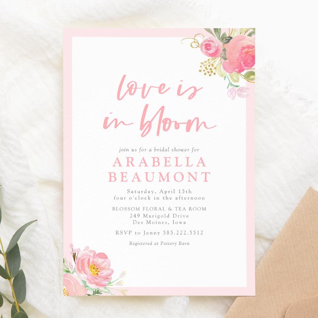 Pink Floral Love Is In Bloom Bridal Shower Invitation (Creator Uploaded)