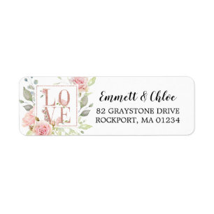 Pink Floral Love Return Address Label