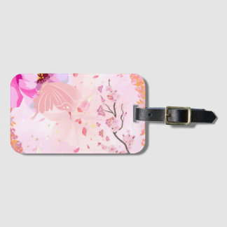 Pink Floral Luggage Tag