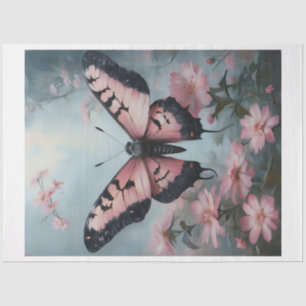 Pink Floral Luna Moth Tissue Paper