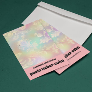 Pink Floral Luxury Earring Display  Business Card