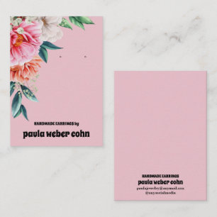 Pink Floral Luxury Earring Display Business Card