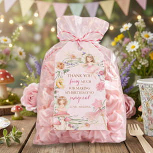 Pink Floral Magical Fairy Birthday Thank You Gift Tags