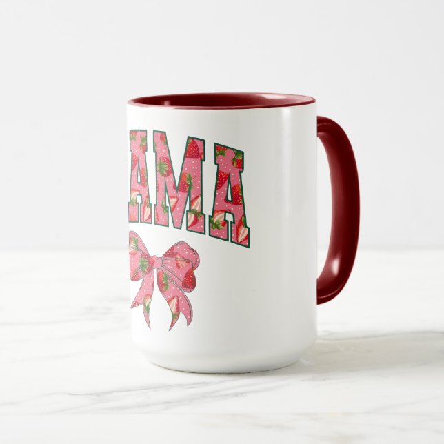 Pink Floral MAMA Lettering with Bow Mug (Front Right)