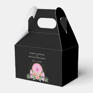 Pink Floral Mandala Crystals Metaphysical Wedding Favour Box