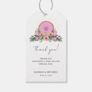 Pink Floral Mandala Crystals Metaphysical Wedding Gift Tags