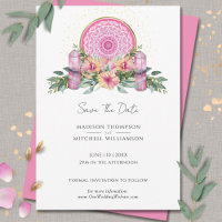 Pink Floral Mandala Crystals Metaphysical Wedding
