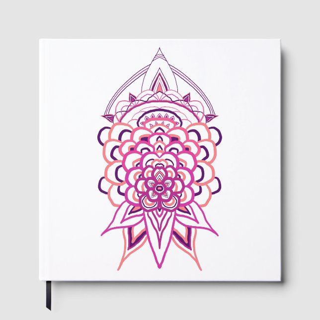 Pink Floral Mandala Guest Book | Boho Wedding & Br (Front)