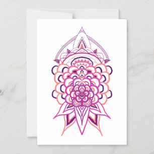 Pink Floral Mandala Invitation Card Boho Birthda