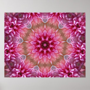 PINK FLORAL MANDALA KALEIDOSCOPE ART POSTER