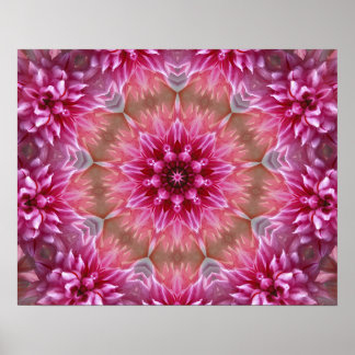 PINK FLORAL MANDALA KALEIDOSCOPE ART POSTER