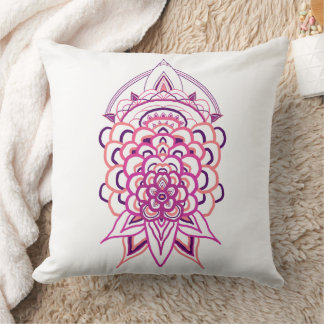 Pink Floral Mandala Square Throw Pillow | Aestheti