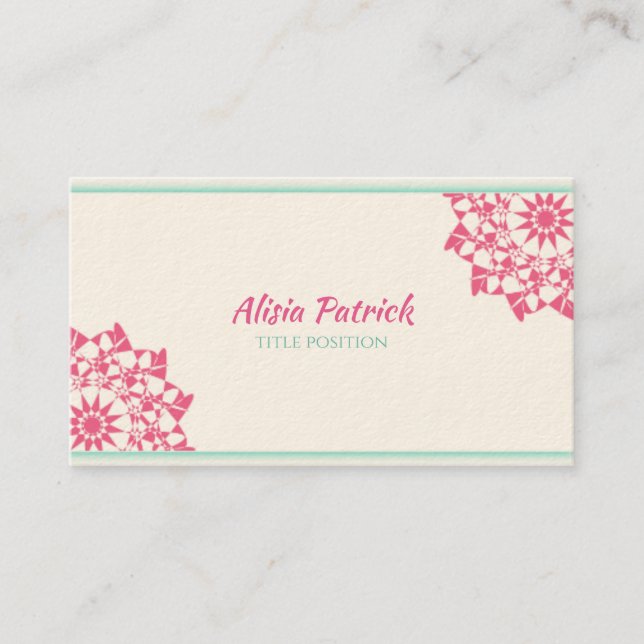 Pink Floral Mandela Business Card (Front)