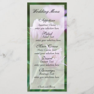 Pink floral menu card