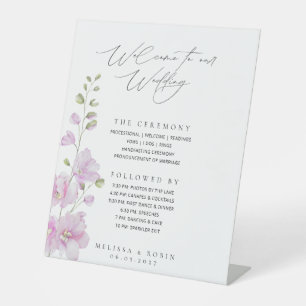Pink Floral Minimal Wedding Welcome Sign Schedule