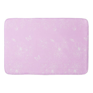 Pink Floral Minimalist Pattern Modern Abstract Bath Mat