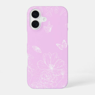 Pink Floral Minimalist Pattern Modern Abstract iPhone 16 Case