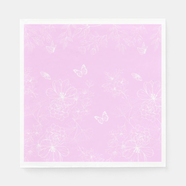 Pink Floral Minimalist Pattern Modern Abstract Napkin (Front)