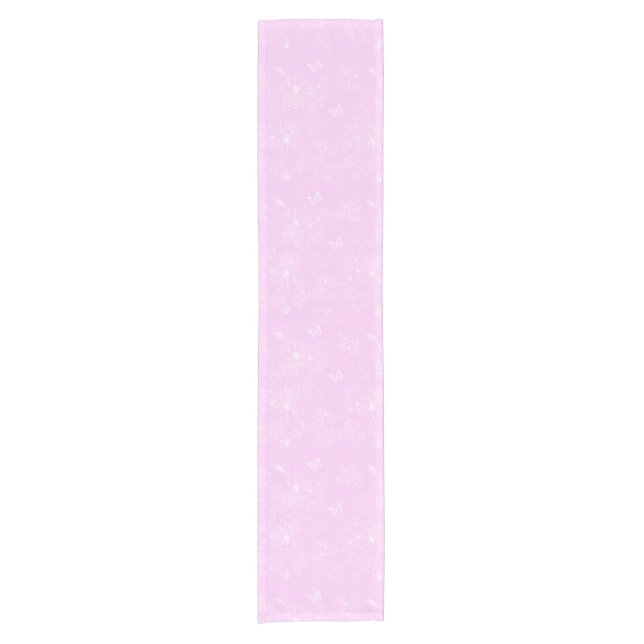 Pink Floral Minimalist Pattern Modern Abstract Short Table Runner (Front)