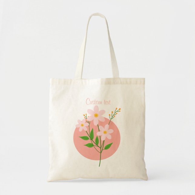 Pink Floral Minimalist  Tote Bag (Front)