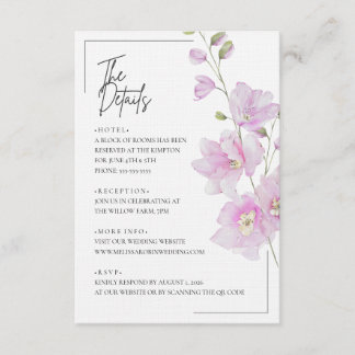 Pink Floral Minimalist Wedding Enclosure Card