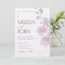 Pink Floral Minimalist Wedding Invitation