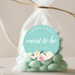 Pink Floral Mint to Be Wedding Mint Favour Classic Round Sticker<br><div class="desc">Custom-designed wedding mint favour stickers featuring watercolor floral with modern hand script design. Personalise with name and wedding date.</div>
