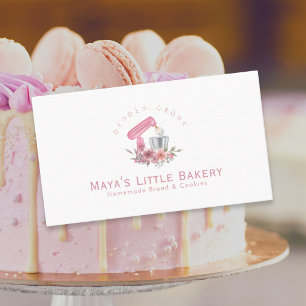 Pink Floral Mixer Bakery Pastry Chef Business Card