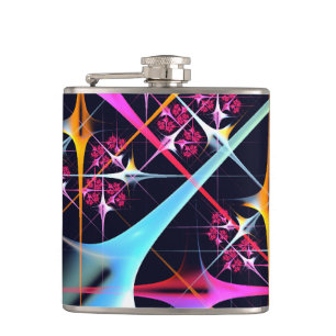Pink Floral Modern Abstract Art Color Pattern #01 Hip Flask