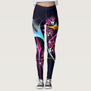 Pink Floral Modern Abstract Art Color Pattern #01 Leggings