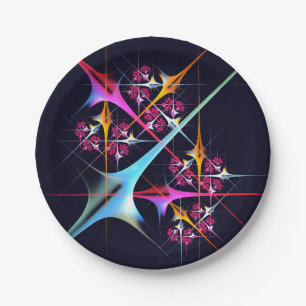 Pink Floral Modern Abstract Art Color Pattern #01 Paper Plate