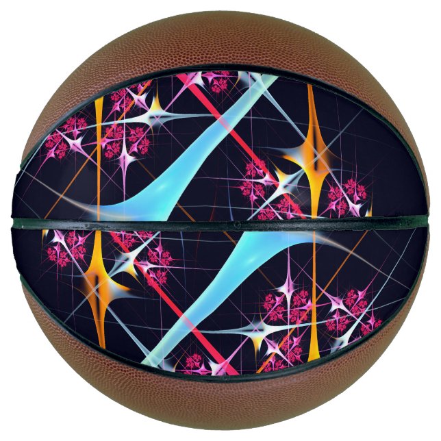 Pink Floral Modern Abstract Art Colour Pattern #01 Basketball (Front)