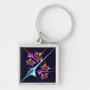 Pink Floral Modern Abstract Art Colour Pattern #01 Key Ring