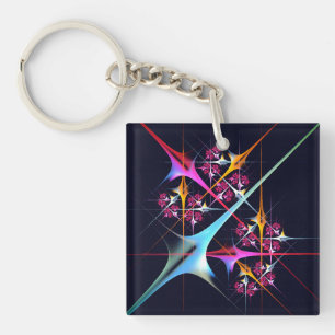 Pink Floral Modern Abstract Art Colour Pattern #01 Key Ring