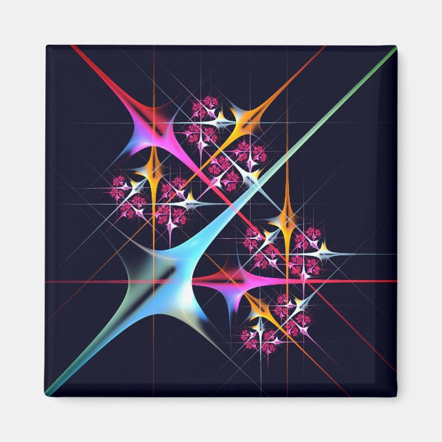 Pink Floral Modern Abstract Art Colour Pattern #01 Magnet (Front)