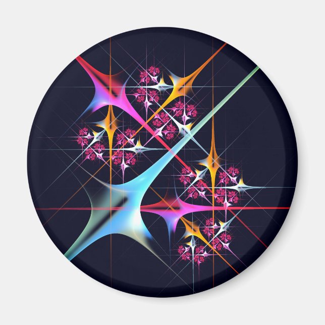 Pink Floral Modern Abstract Art Colour Pattern #01 Magnet (Front)