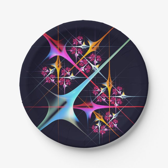 Pink Floral Modern Abstract Art Colour Pattern #01 Paper Plate (Front)