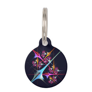 Pink Floral Modern Abstract Art Colour Pattern #01 Pet Tag